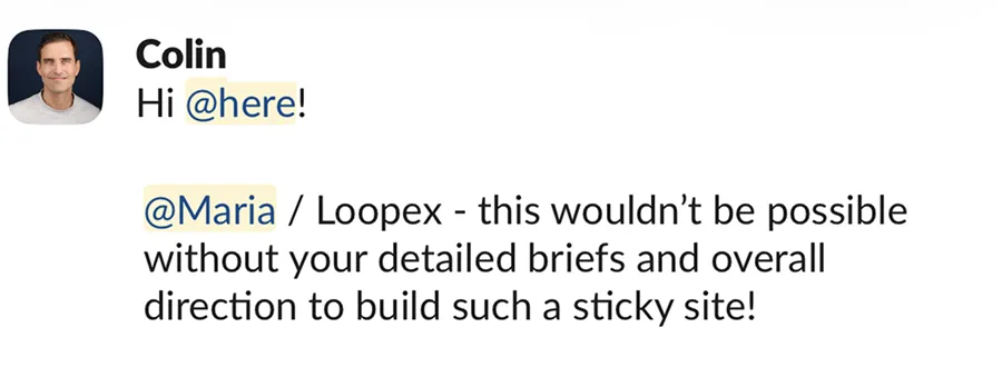 Client message from Colin