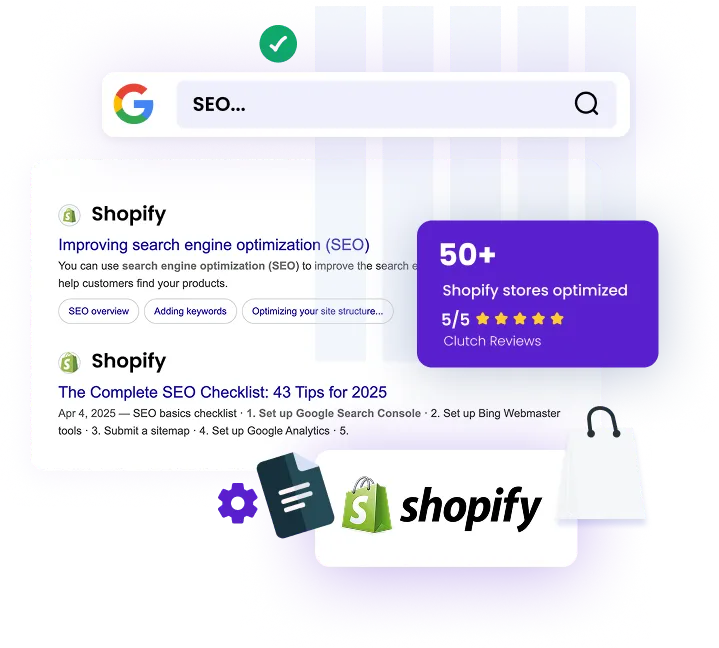 Shopify SEO services dashboard showing organic traffic growth